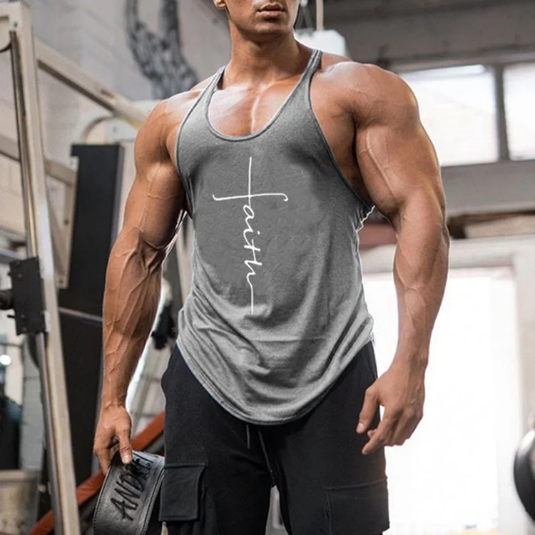 BrosWear Men‘s Simple Print Sports Tank Top