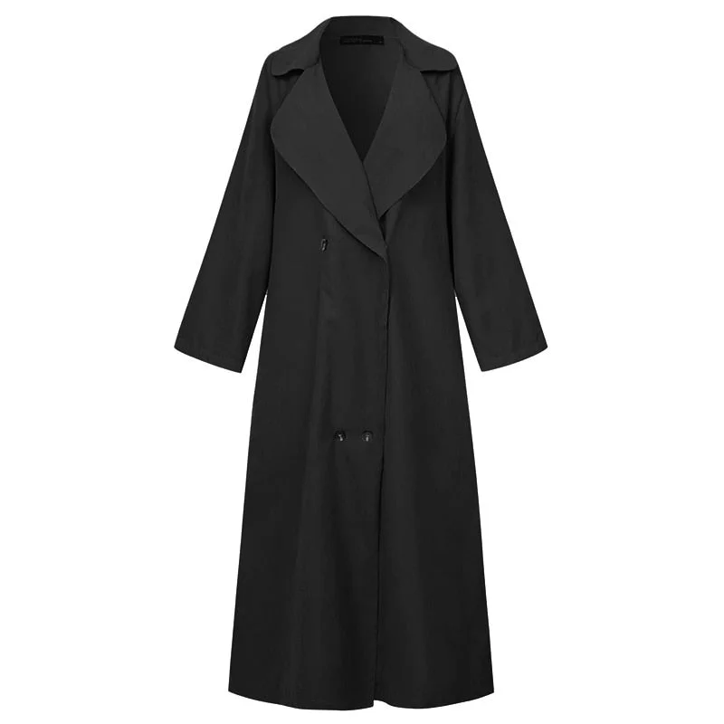 Fashion Solid Trench Women's Maxi Jackets ZANZEA 2022 Casual Lapel Double Breasted Overcoats Female Long Sleeve Coats Oversized