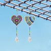 2PCS Love 5D DIY Diamond Painting Wind Chimes Suncatcher Kit Double Sided Diamond Art Kits Suncatcher with Crystal Pendant for Home Wall Window Decor Adults DIY Art Craft