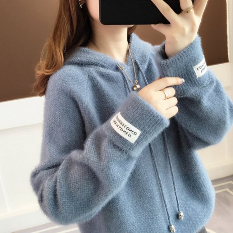 Casual Long Sleeve Plain Paneled Sweater QueenFunky