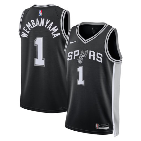 Men's San Antonio Spurs #1 Victor Wembanyama Nike Black 2023 NBA Draft First Round Pick Swingman Icon Edition Jersey