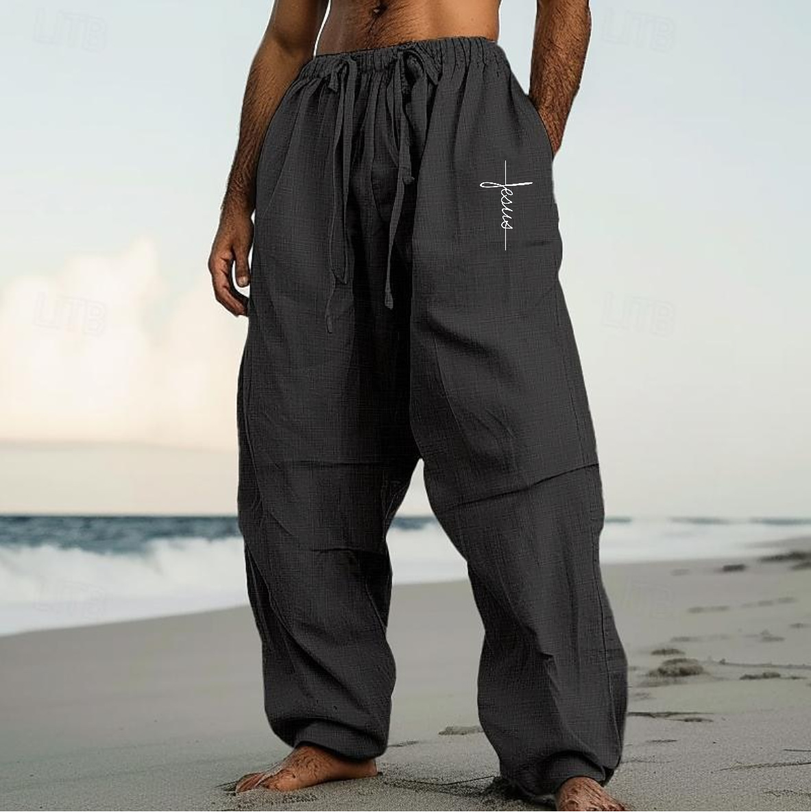 Men's Casual Solid Color Cotton And Linen Comfortable Vacation Pants