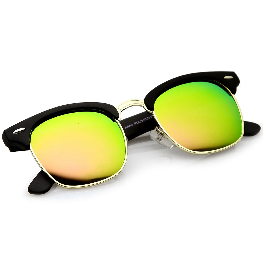 Rubberized Mirror Lens Half Frame glasses 49mm