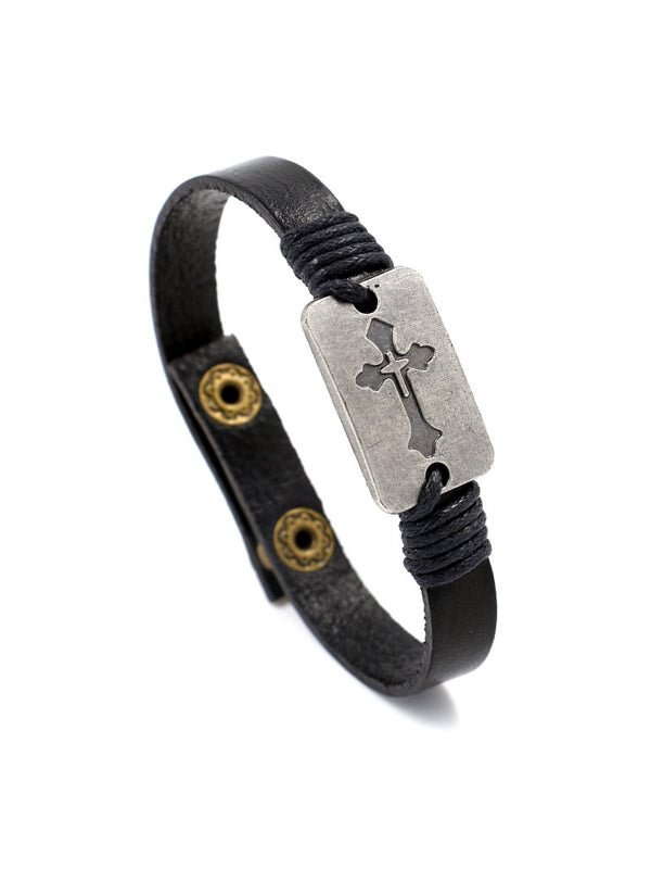 Cross Leather Bracelet