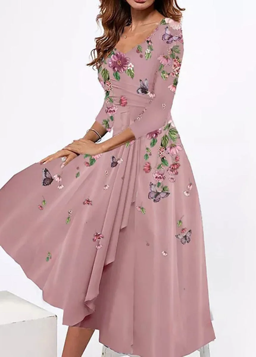 V Neck Print Dress