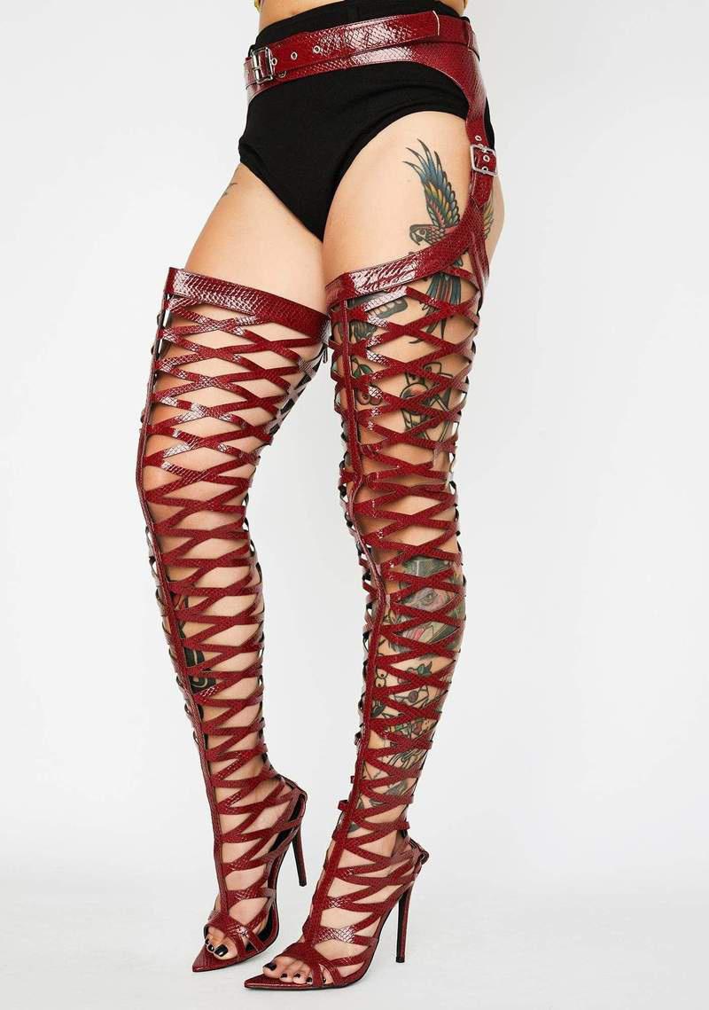 Plus Size Sandals Women Over The Knee Boots Open Toe Thigh High Pointed Toe Boots High Heels Sandals Woman