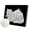 DIY Pearl Painting Cat for Home Wall Decor with Frame(20x30cm)