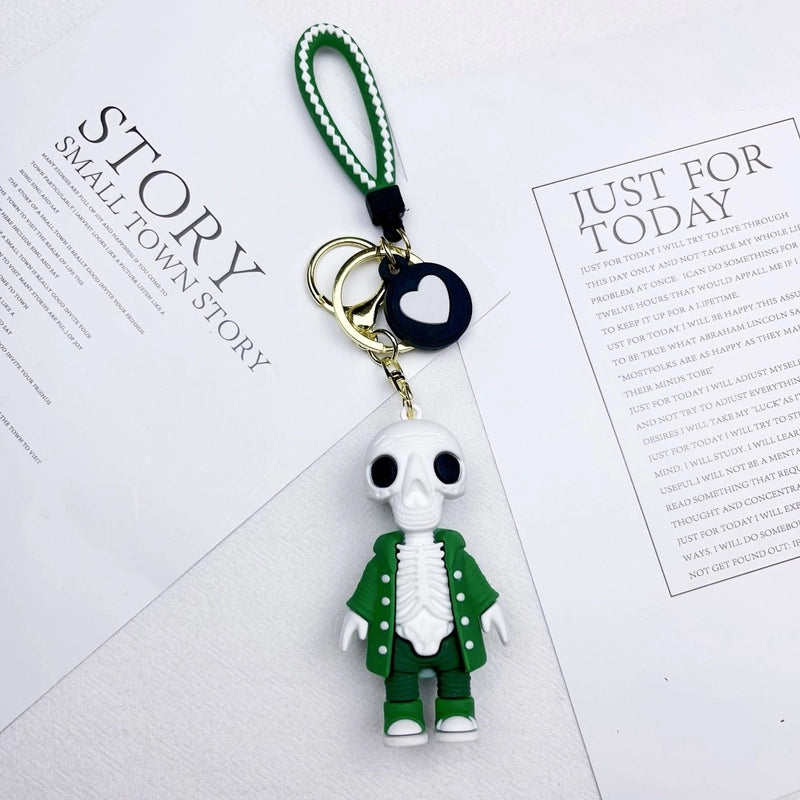 Cartoon Style Heart Shape Skull Silica Gel Halloween Unisex Keychain