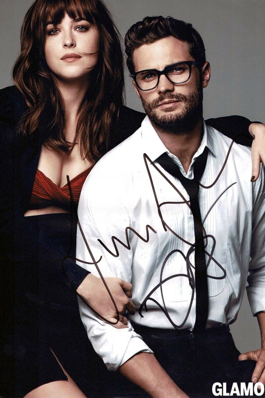 Jamie DORNAN & Dakota JOHNSON SIGNED Autograph 50 Shades of Grey Photo Poster painting AFTAL COA