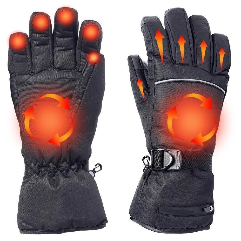 Battery/USB Rechargeable Heated Gloves Waterproof Touchscreen Gloves Electric Unisex Winter Gloves for Work, Cycling, Motorcycle, Hiking