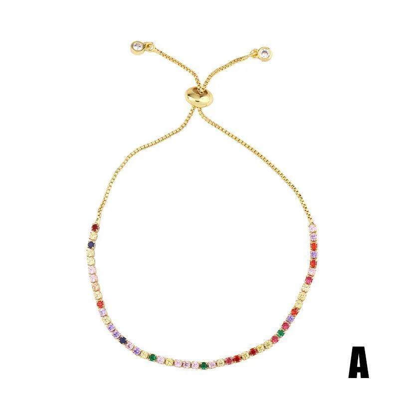 Golden women adjustable color rhinestone bracelet