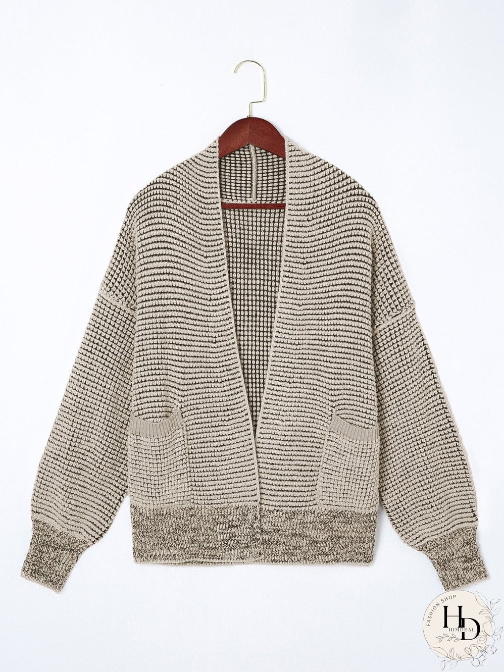 Apricot Oversized Collared Waffle Knit Cardigan