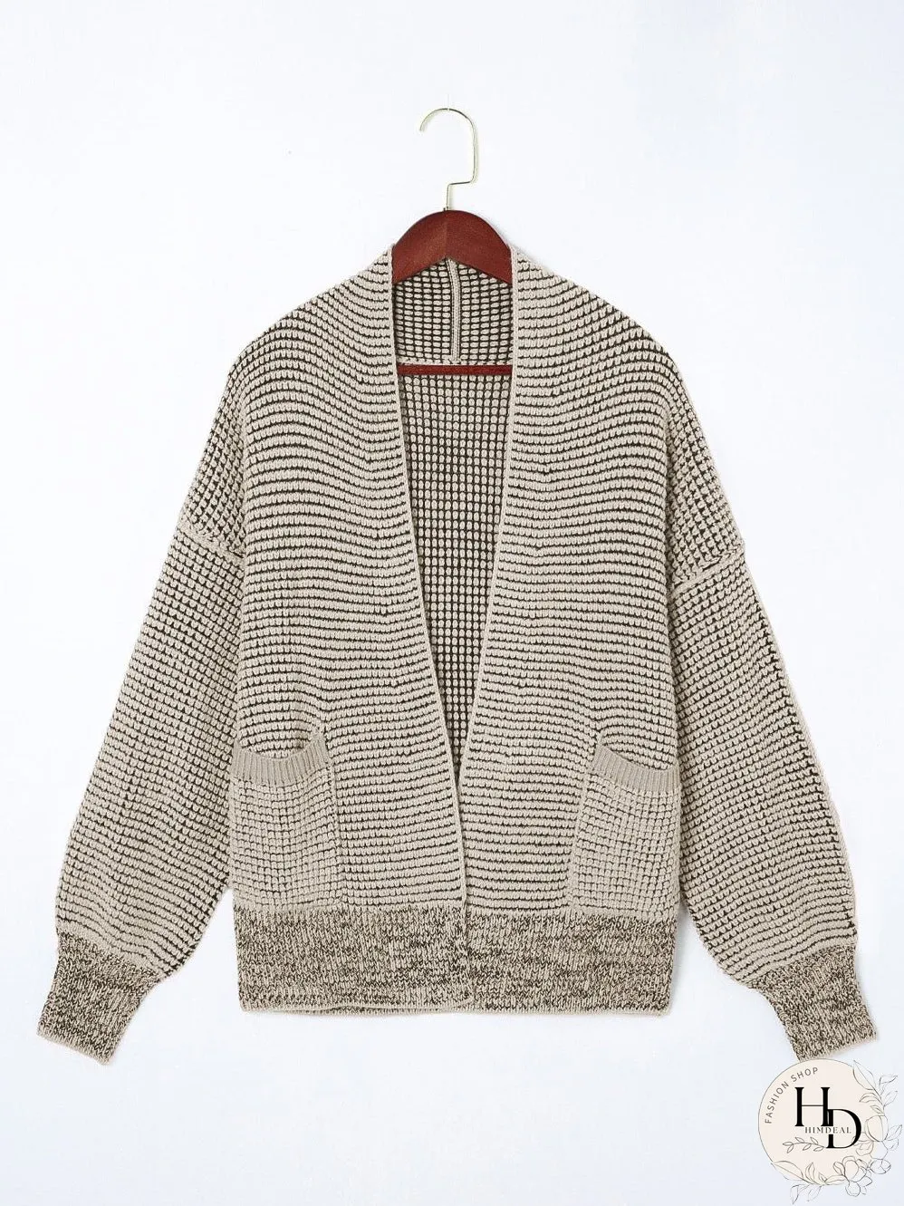Apricot Oversized Collared Waffle Knit Cardigan