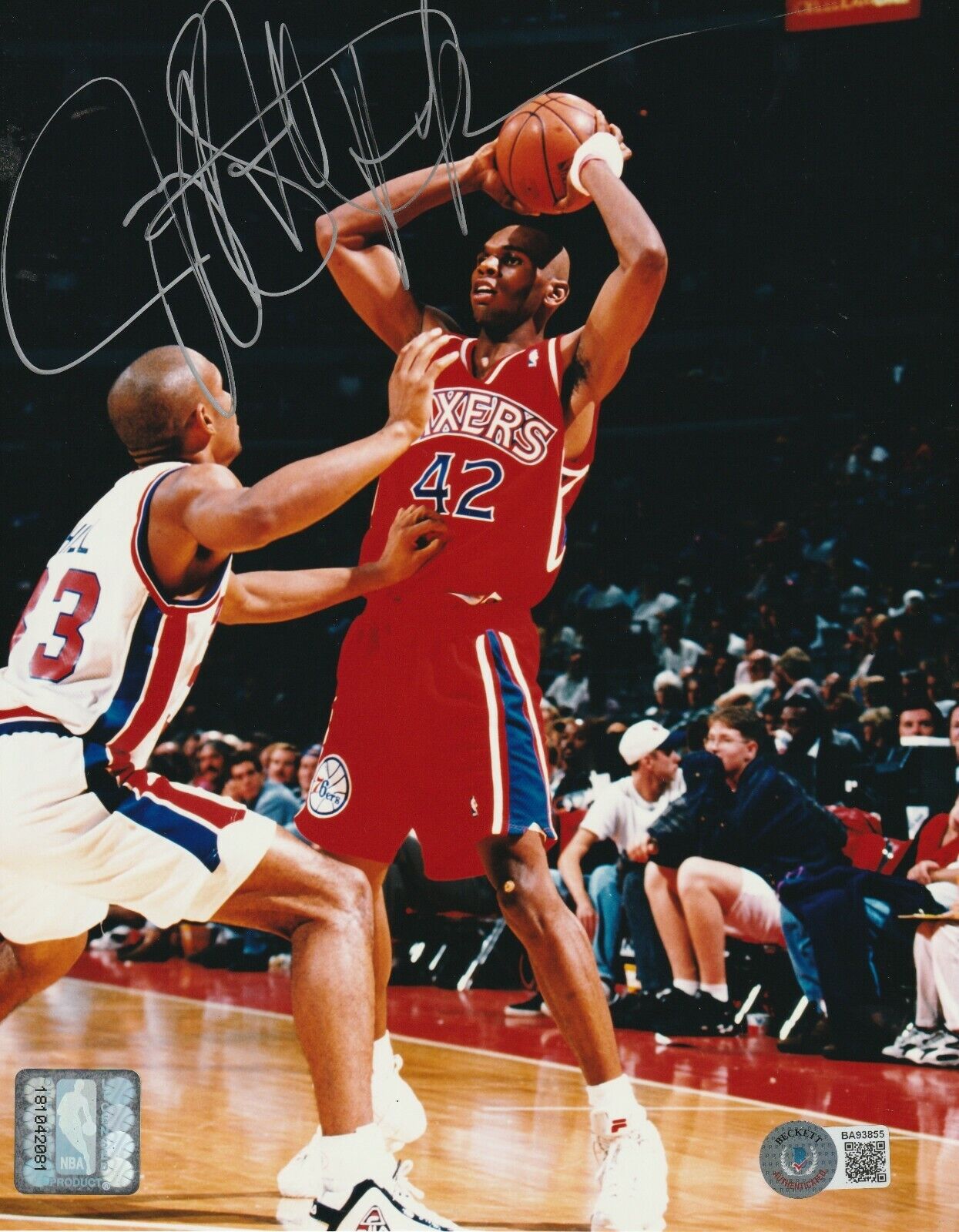 JERRY STACKHOUSE Signed Philadelphia 76ERS 8x10 Photo Poster painting w/ Beckett COA (BAS)