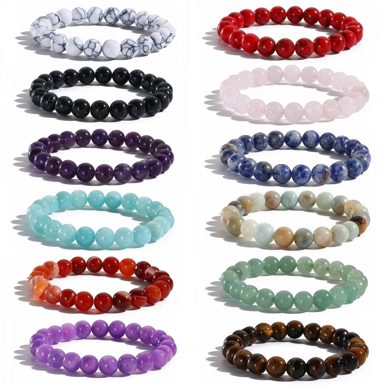 Retro Round Natural Stone Bracelets In Bulk