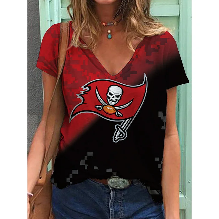 Tampa Bay Buccaneers Lightweight Short Sleeve V-Neck T-Shirt