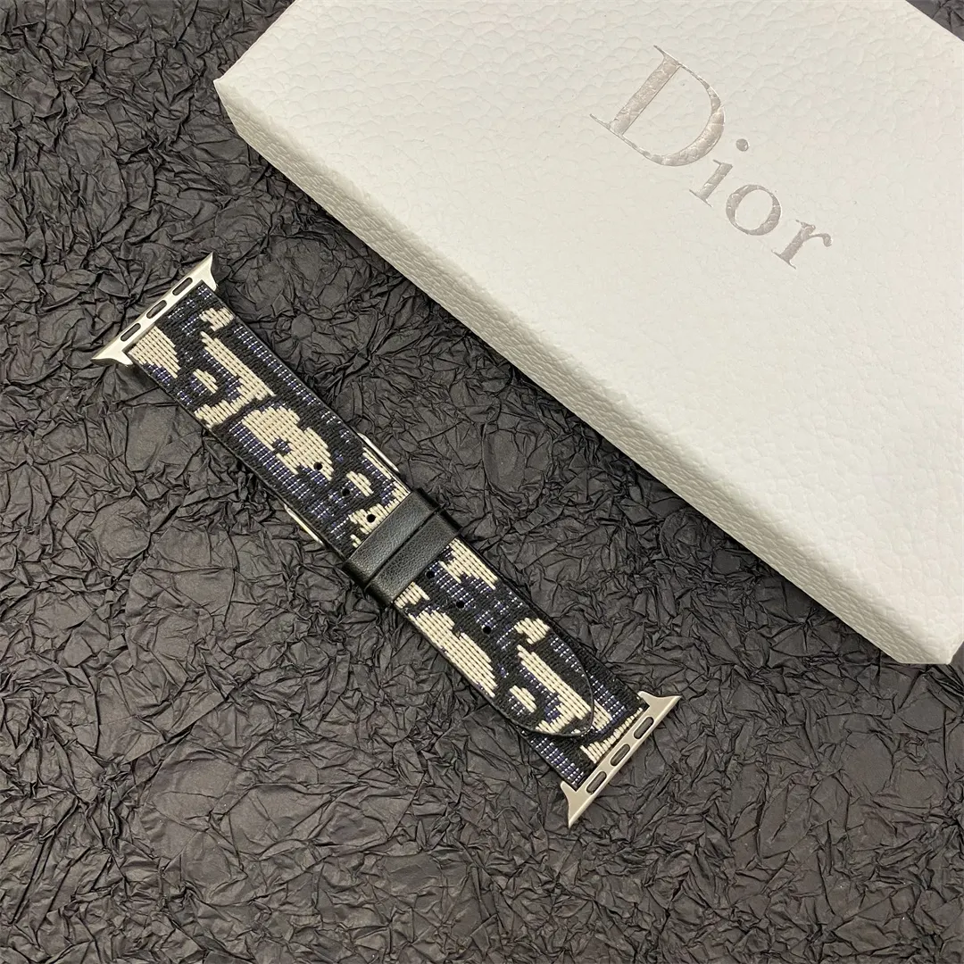 Christian Dior Premium Jacquard Fabric Apple Watch Full Series Replacement Straps