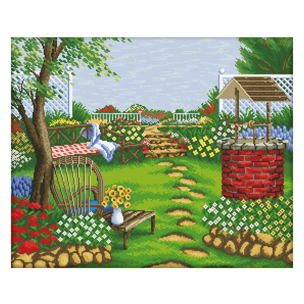 

Outskirt Garden - 11CT Stamped Cross Stitch - 73*61cm (Big Size), 501 Original