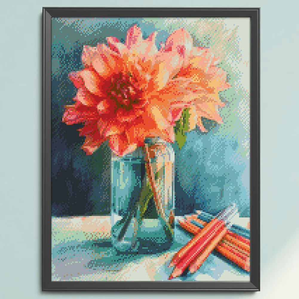 9CT Full Stamped Cross Stitch Bead Embroidery- Flower(Canvas|40*52CM)