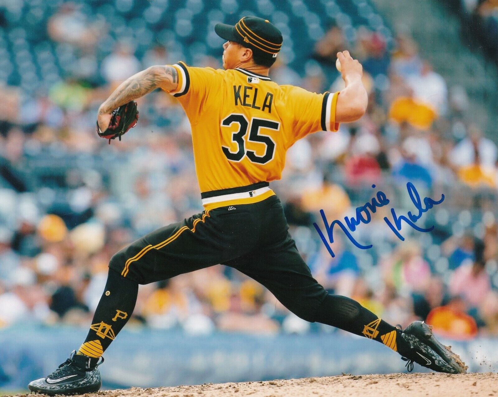 KEONE KELA PITTSBURGH PIRATES ACTION SIGNED 8x10