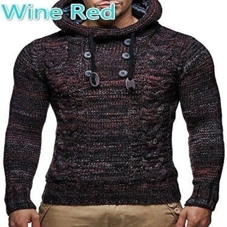 Wongn Wongn And Winter New Hot Style Man Slim High Collar Hooded Head Large Size Knit Sweater Man