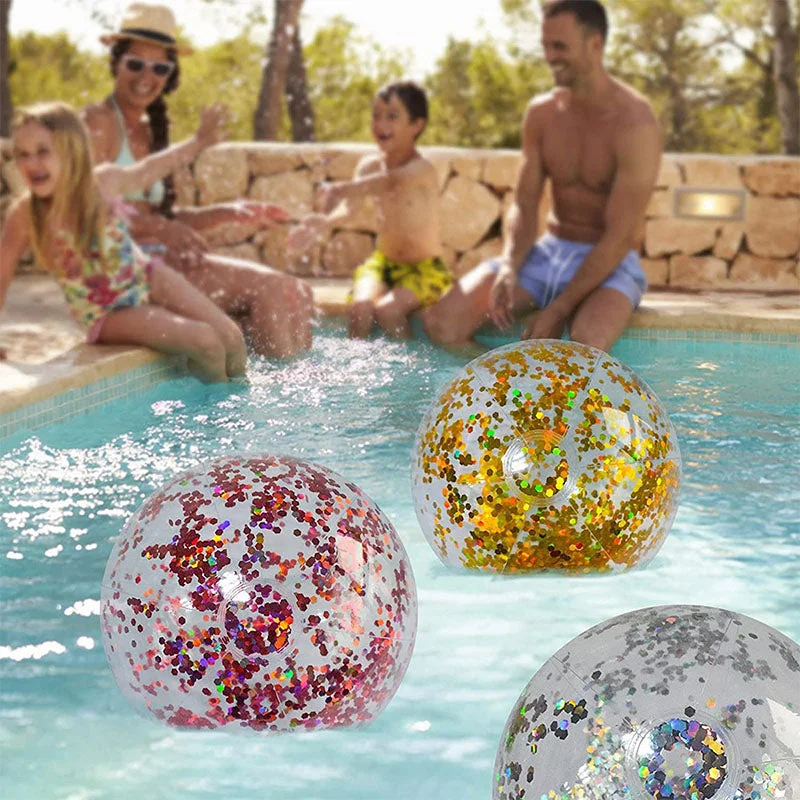 Glitter Beach Ball Family Party Water Toy with Inflator