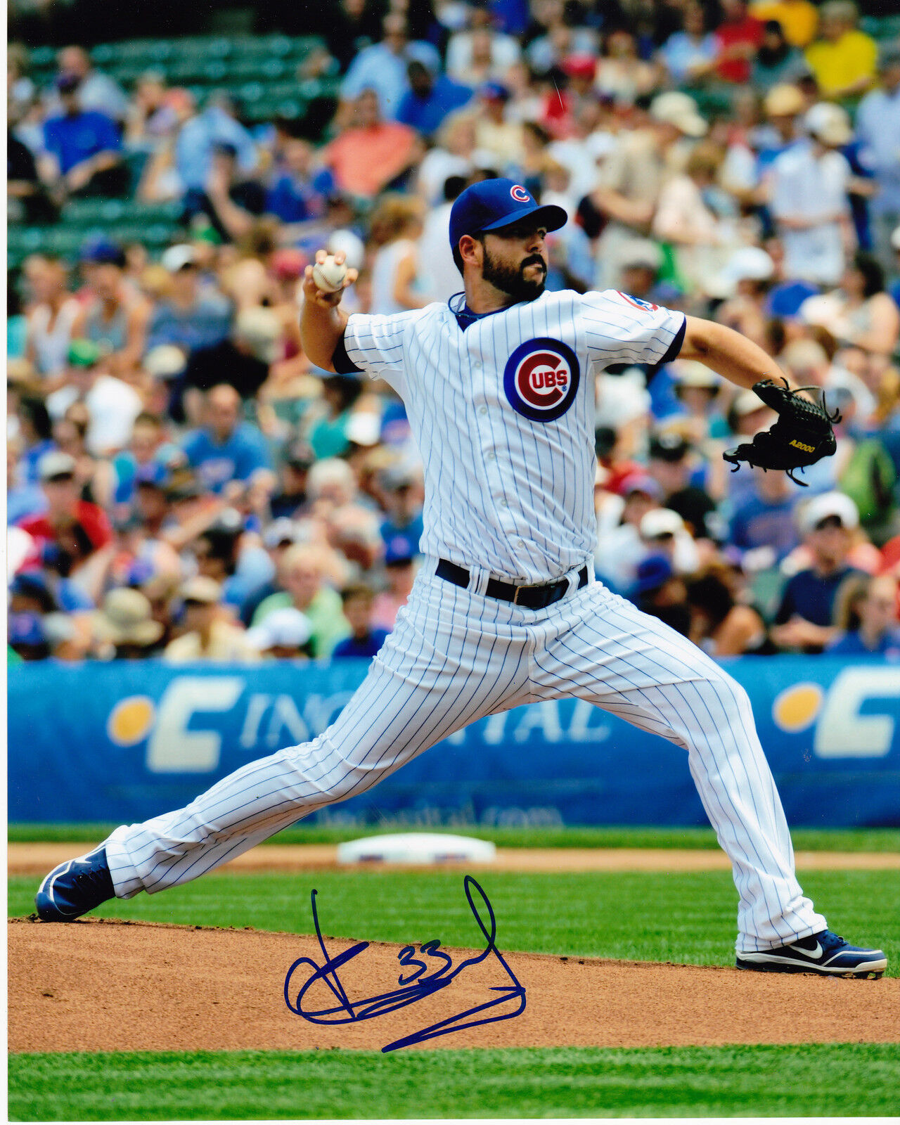 CARLOS VILLANUEVA CHICAGO CUBS ACTION SIGNED 8x10