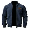 Men's Vintage Suede Stand Collar Jacket Baseball Collar Thin Jacket by Inlyline