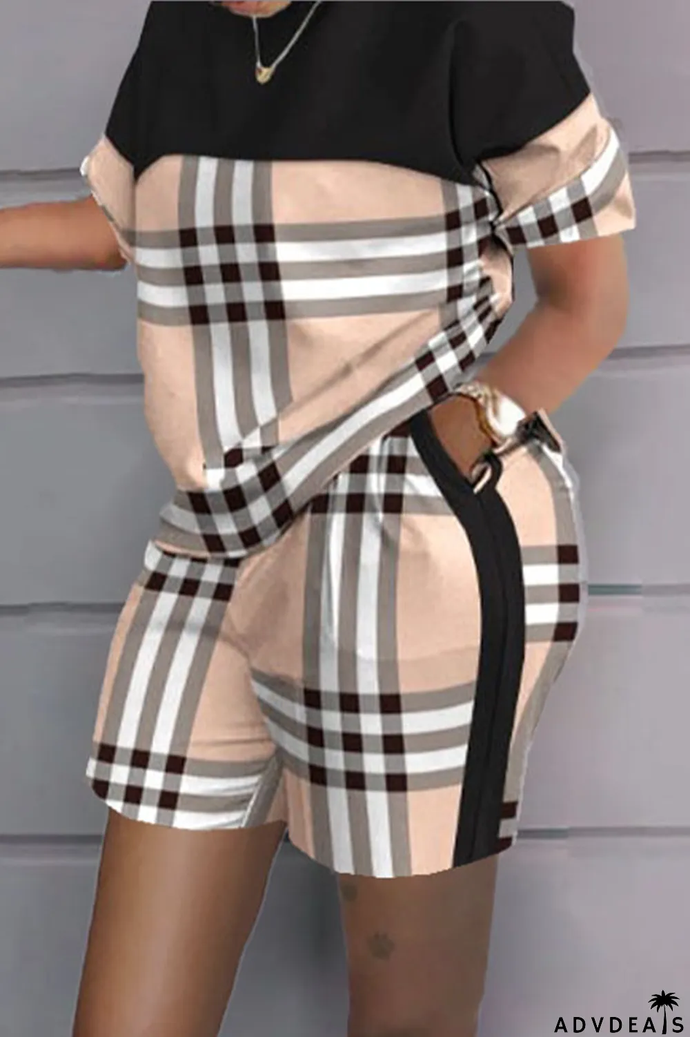 Leopard Print Casual Print Patchwork O Neck Short Sleeve Two Pieces