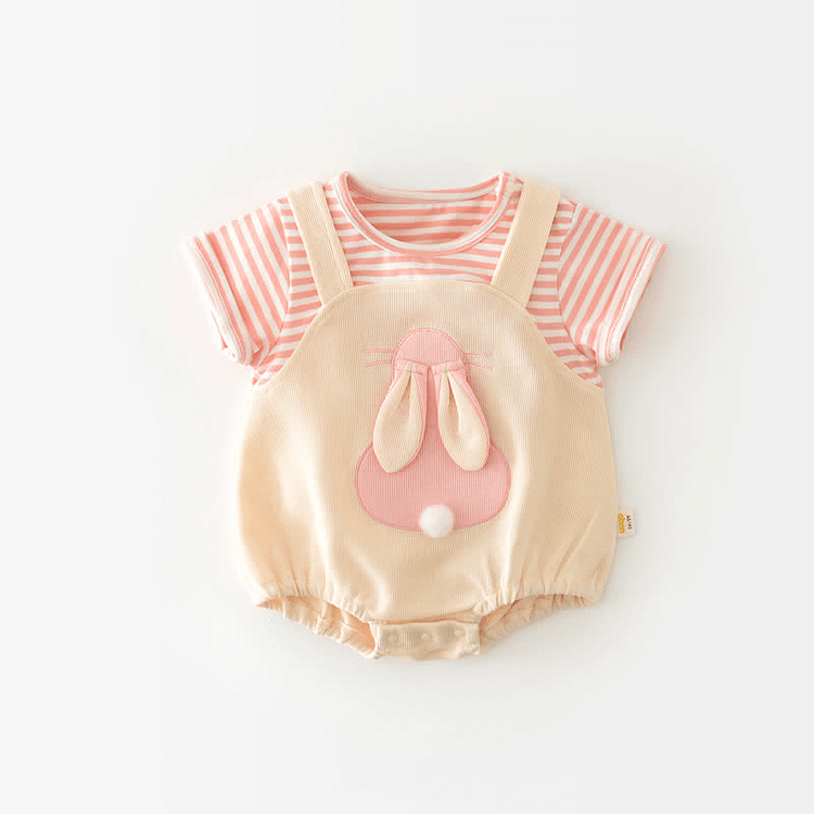 Baby Striped Bunny Splicing Bodysuit