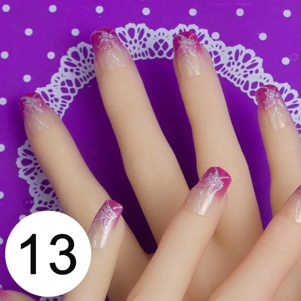 With 1 Piece Of Nail Adhesive Tape 24pcs/Box Press On Nail Art Tips Full Cover 10 Sizes False Nail Art Wedding Nails-Nail Inspo