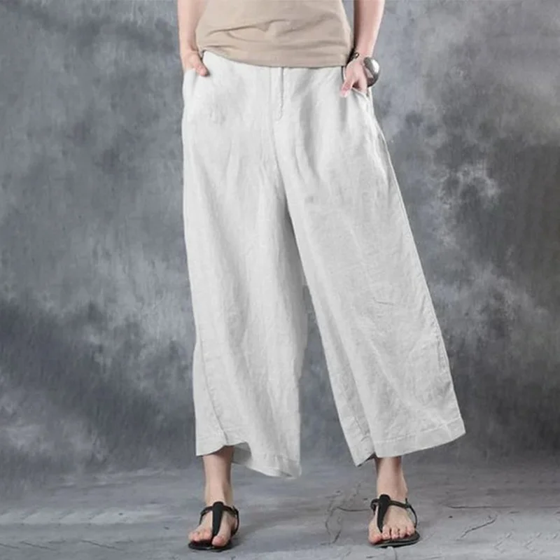 Vintage Plain Pocket Texture Loose Pant