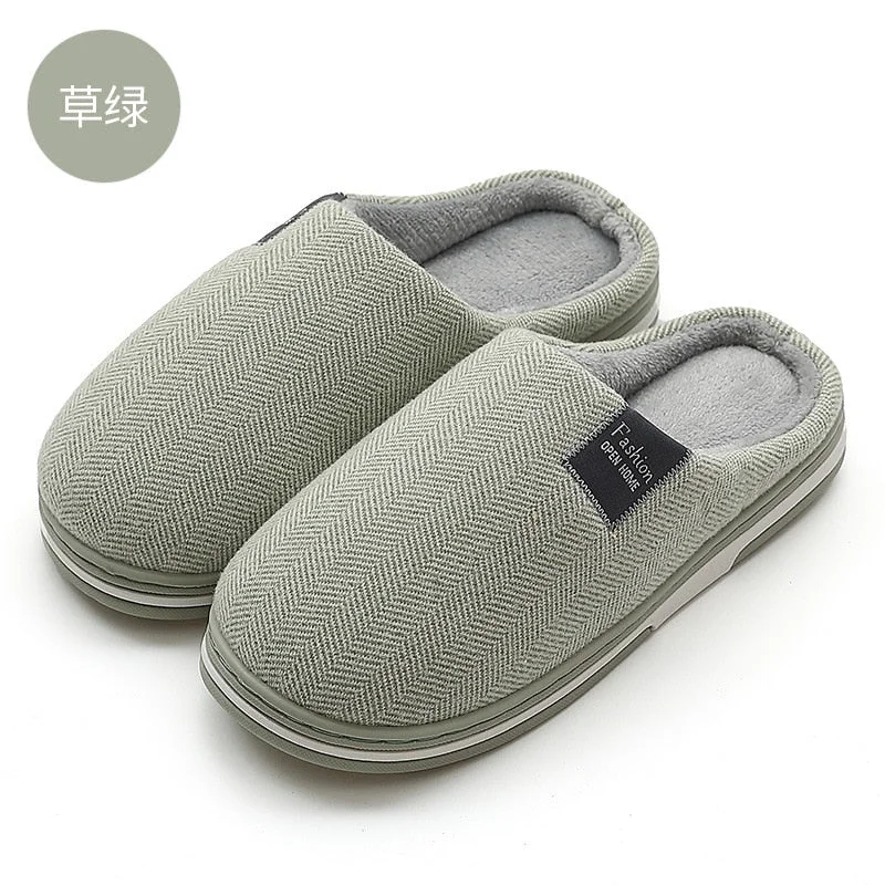 Women Autumn and Winter Cotton Slippers Indoor Non-slip Soft Bottom Warmth Month Shoes Simple Plush Half-pack with Floor Mop