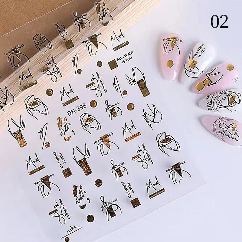 1PC Spring Palm Flowers Leaves 3D Nail Stickers Self-Adhesive Slider Nail Art Decorations Geometry Decals Manicure Accessories-Nail Inspo