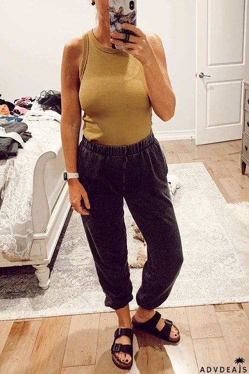 Solid Elastic Joggers