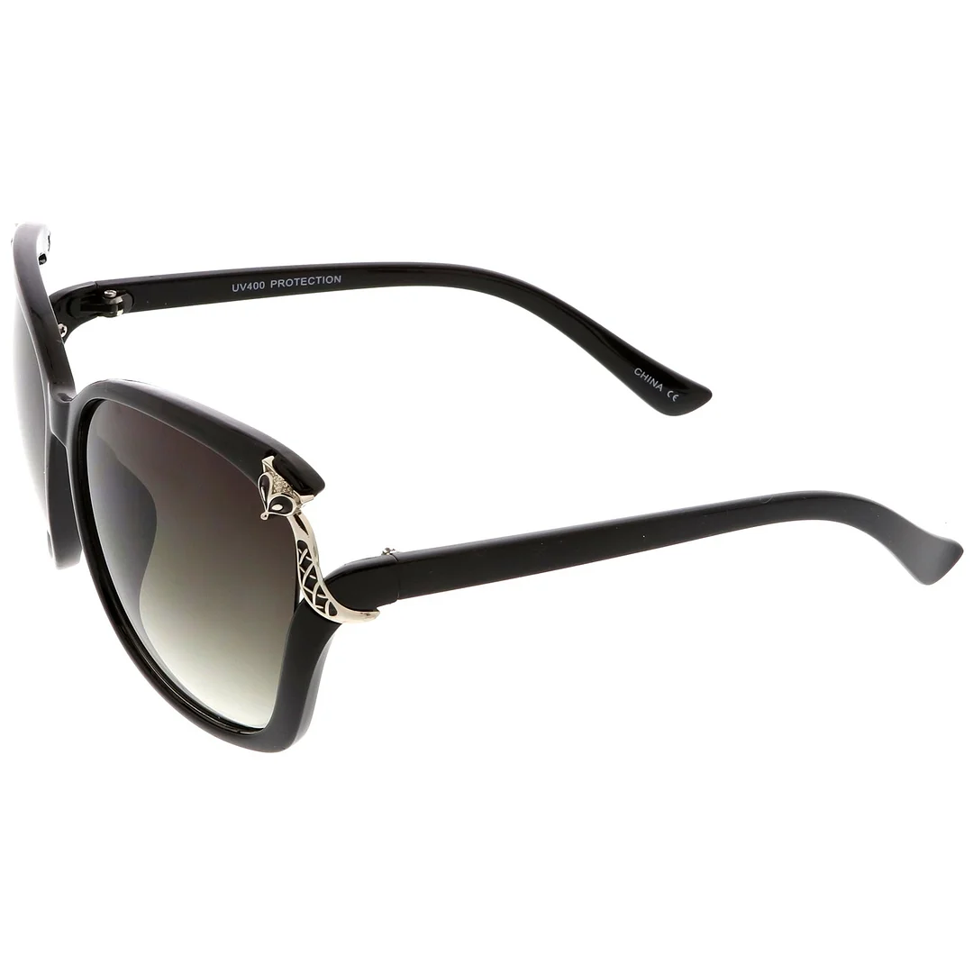 Women's Oversize Square glasses With Metal Fox Accent Cutout 60mm