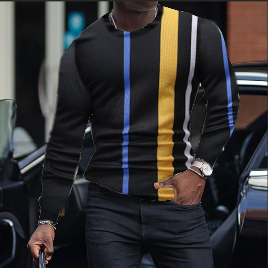 Men's Long-sleeved Stylish Striped Tops