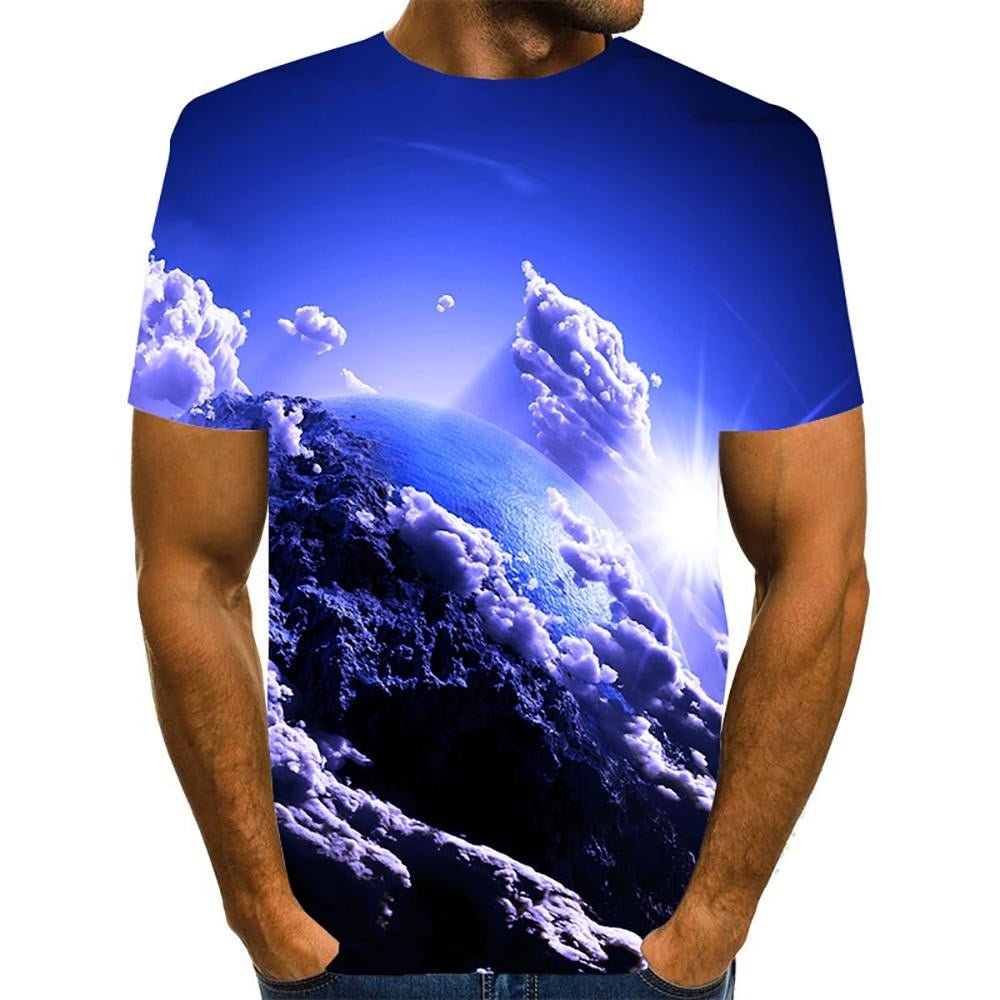 3D Graphic Short Sleeve Shirts Cloud