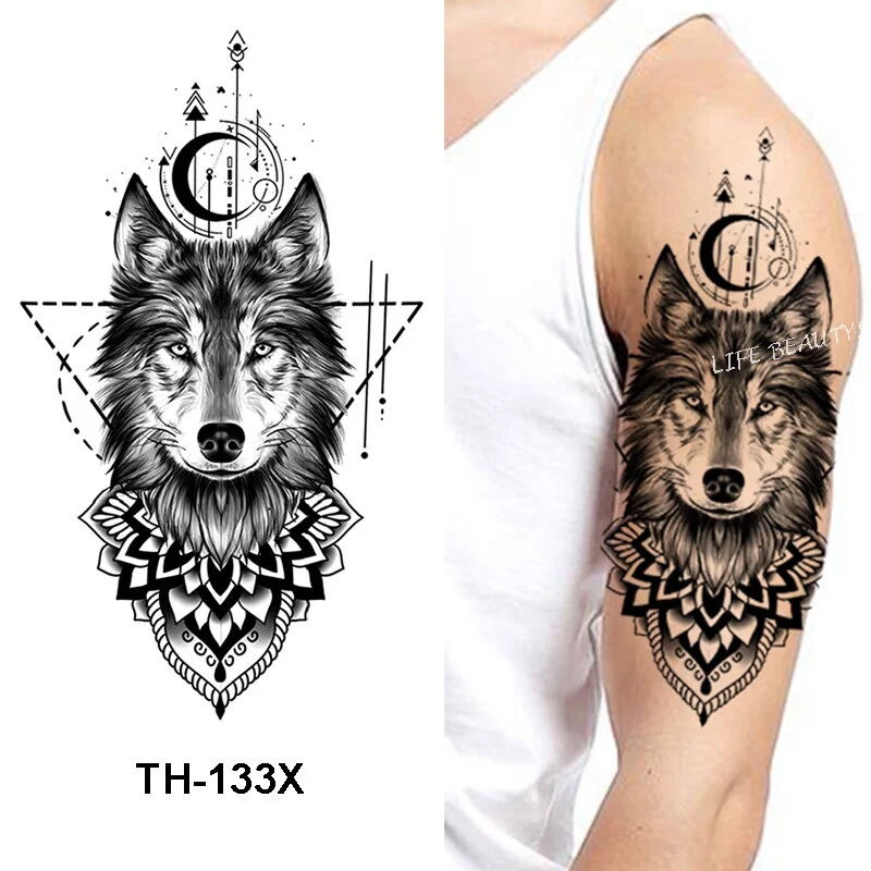 Sdrawing Tiger Cool Temporary Tattoo Sticker Fashion Wolf Waterproof Animal Body Art Arm Fake Removable Tatoo Men Women Personality