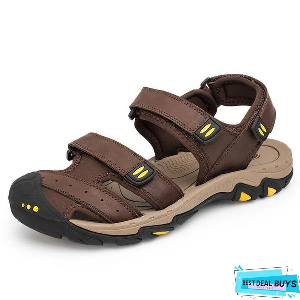 Men Genuine Leather Sandals Beach Outdoor Sandals