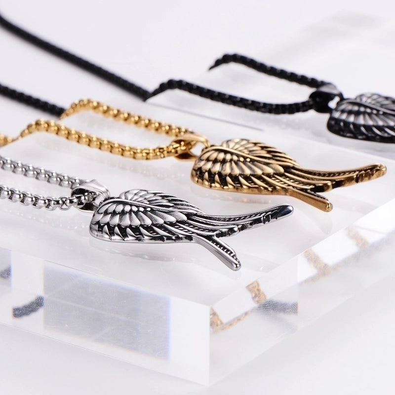 Hip-Hop Angel Wings 304 Stainless Steel Polishing No Inlaid Halloween Unisex Pendant Necklace