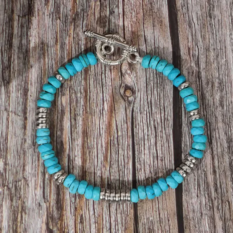 Olivenorma Retro Bohemia Turquoise Beaded Bracelet