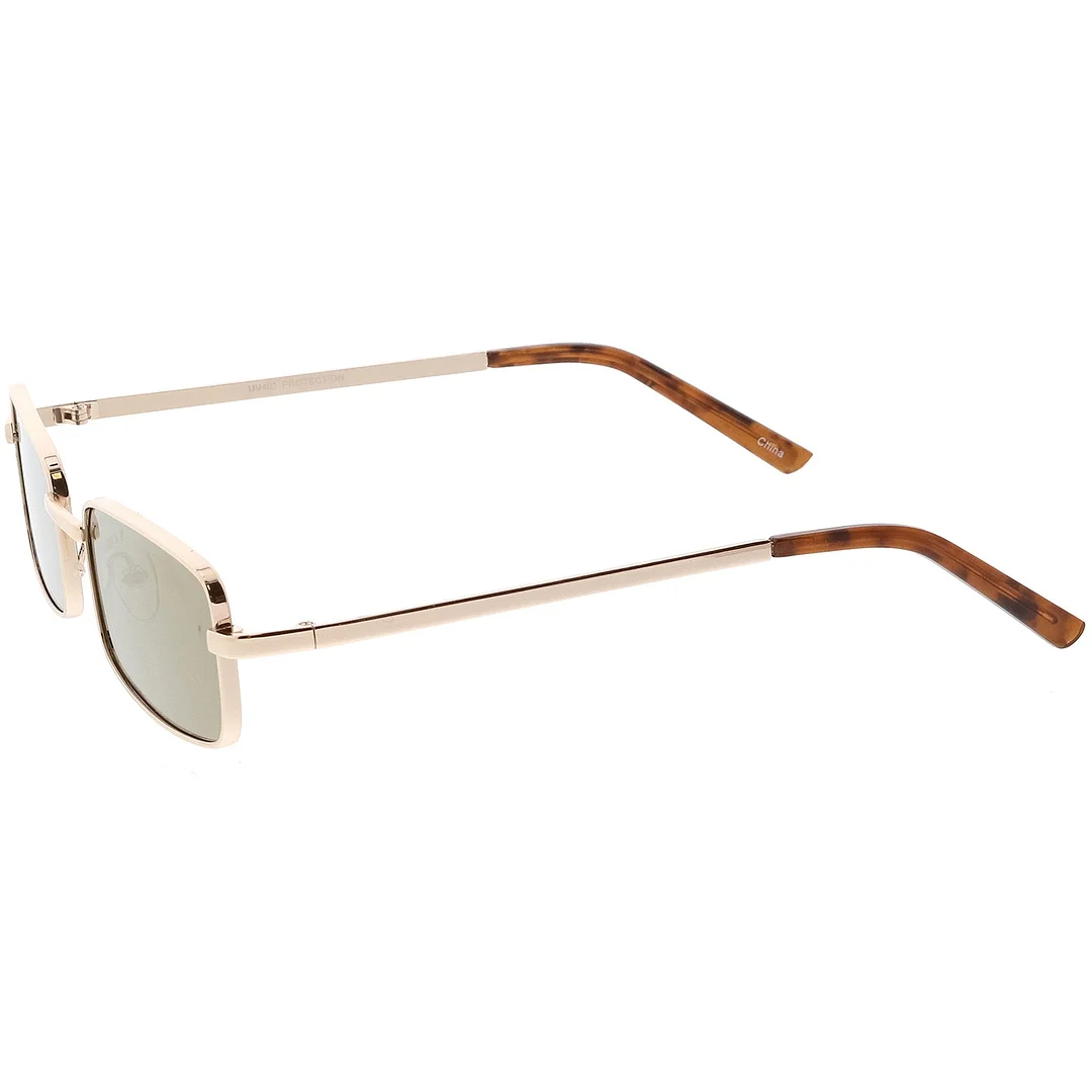 Classic Small Metal Rectangle glasses Color Mirrored Flat Lens 54mm