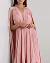 Cape-Effect Tie-Detailed Ruffled Crepe Dress