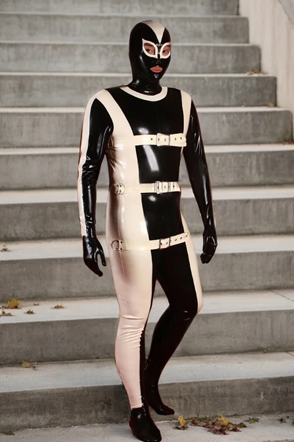 Men Latex Catsuits Full-Body Strapped