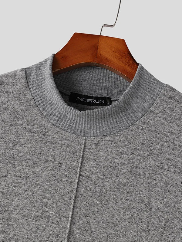 Aonga - Mens Solid Half-collar Short Sleeve Knit T-shirt K aonga