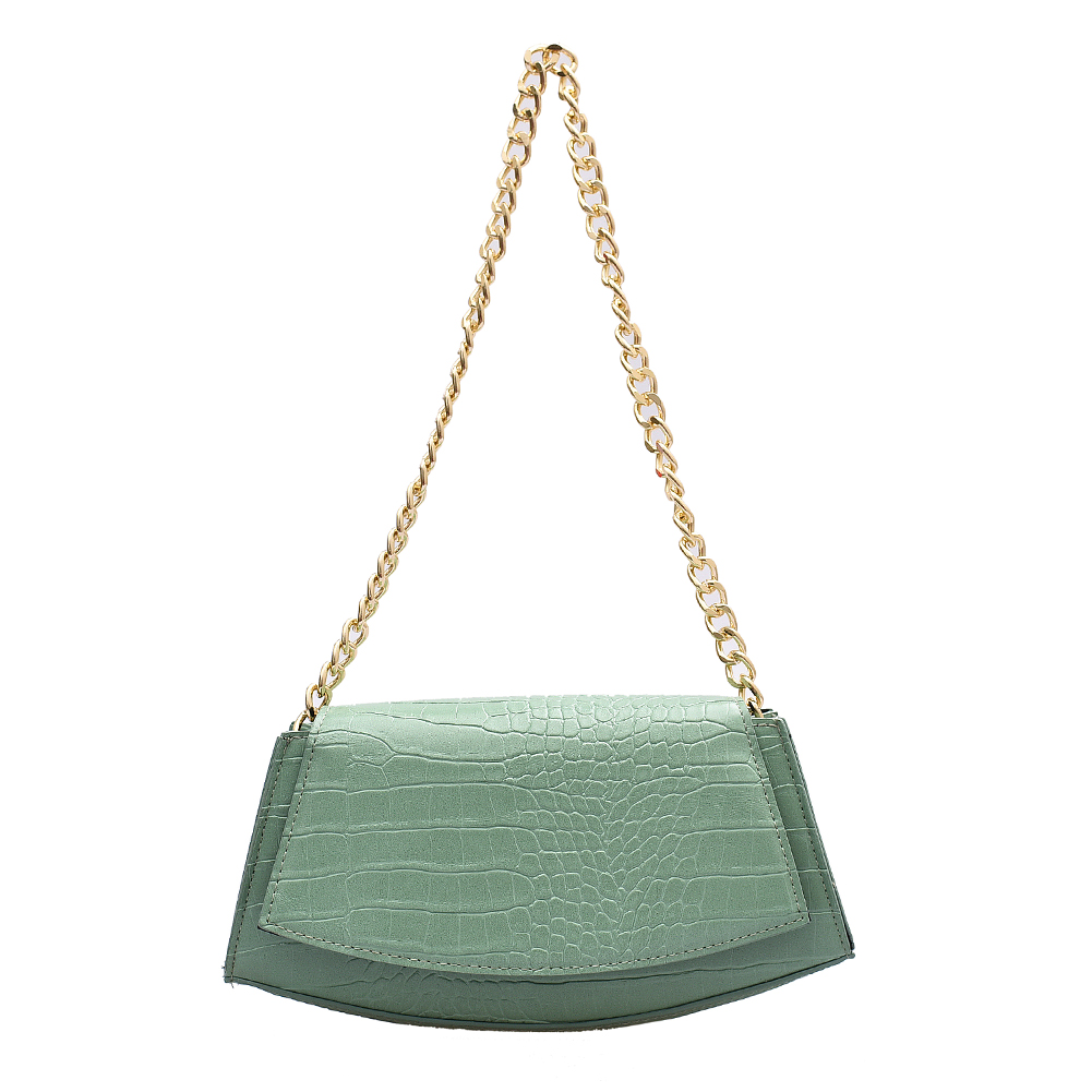 

Women Irregular Shoulder Bag Chain Alligator Leather Handbags Tote, Green, 501 Original