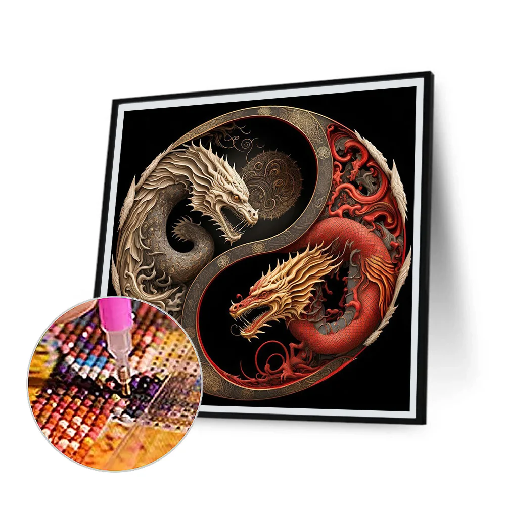 Diamond Painting - Full Round Drill - Tai Chi Dragon(30*30cm)