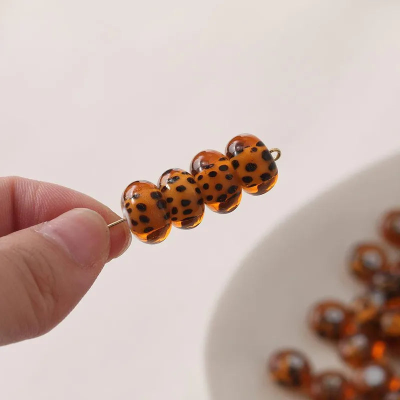 1 Piece 12.3*7.6mm Hole 1~1.9mm Glass Leopard Jewelry Accessories