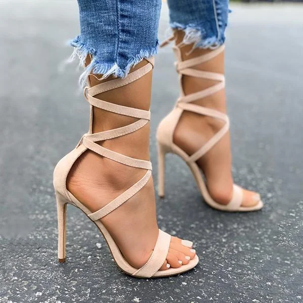 Lace-Up Closure Single Sole Heels